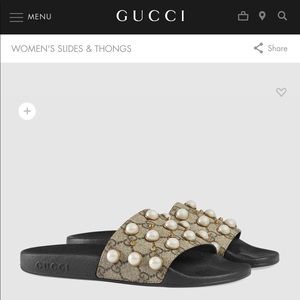 Authentic Gucci Supreme Slides with pearls